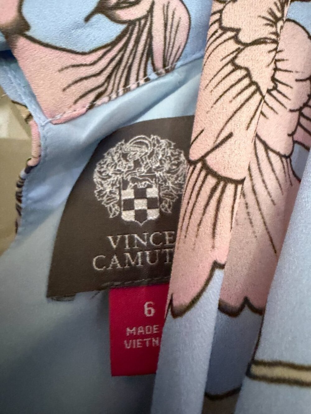 Vince Camuto pale blue & pink floral drape neck midi dress size 6 - Picture 8 of 10